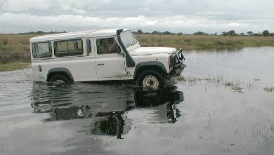 Crossing a river, Liuwa Plain